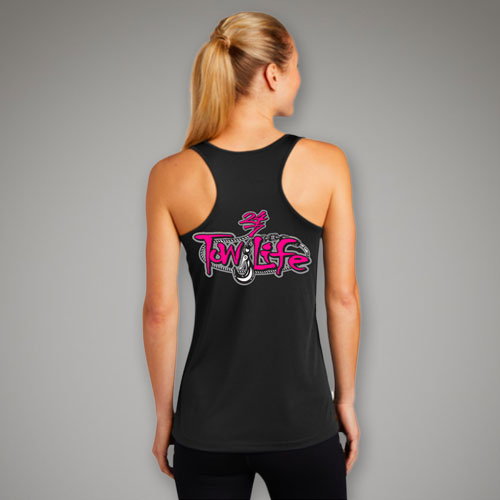 Tow Life Ladies Dry-Fit Tank Top Solid Black With Pink Logo – Tow