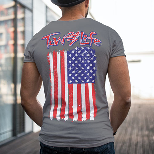 Tow Life American Flag T-Shirt Short Sleeve Gray – Tow Clothing & Accessories